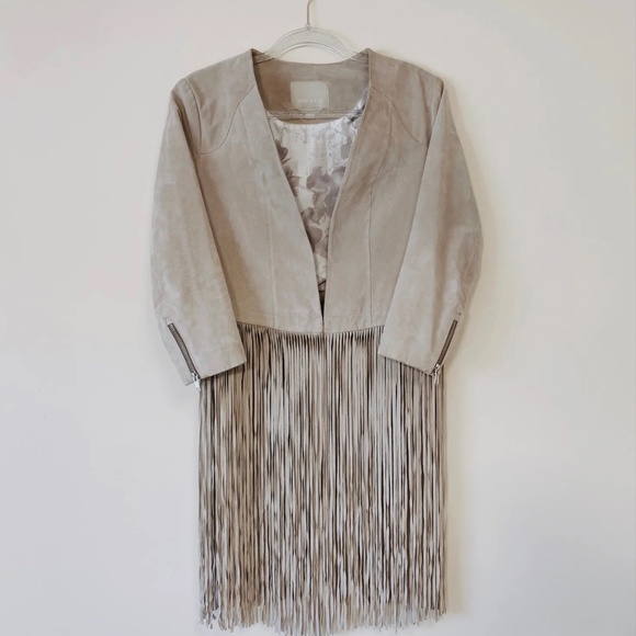Soia & Kyo Stone Suede Fringe Romie Cropped Jacket - Size M - Picture 1 of 7